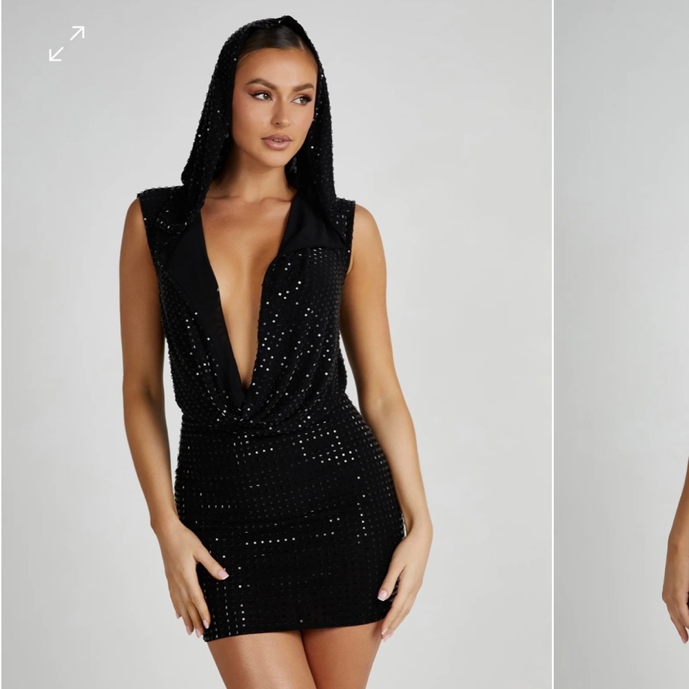 Like New Meshki Seona Diamonte Black Dress Size Large Worn Once for pics only